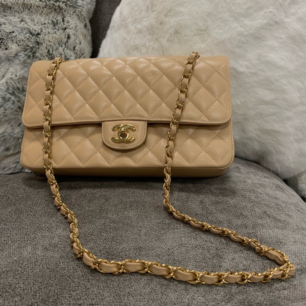 Authentic Beige CHANEL Handbag Purse